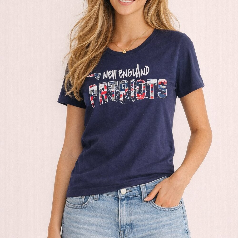 NFL New England Patriots Youth T-Shirt Navy Size L 14/16 Short Sleeve